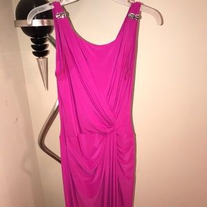 Pink ruched evening gown